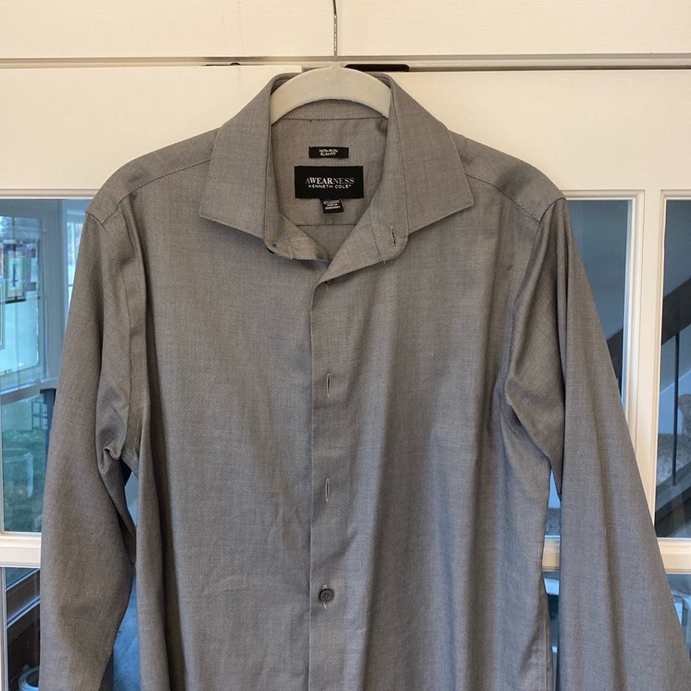 Kenneth Cole AWARENESS Slim-Fit Shirt - 15 - 34/35 - Steel Gray